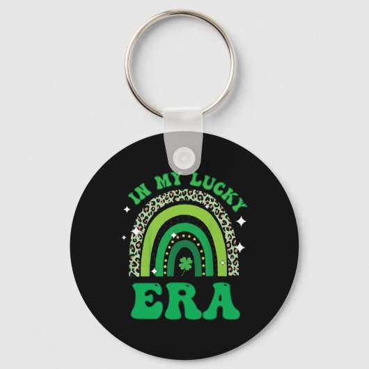 Porte-clés Groovy Dans Mon Ère Chanceuse St Patricks Day Trèf (Recto)
