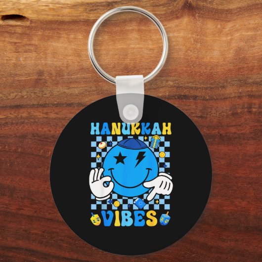 Porte-clés Groovy Hanukkah Vibes Chanukah Pajama Happy Hanukk (Recto)