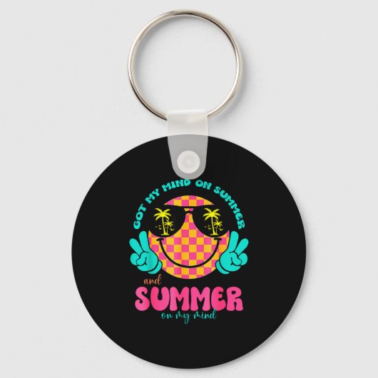 Porte-clés Groovy Happy Face Summer Vibes Got My Mind On Summ (Recto)
