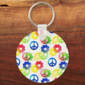 Porte-clés Groovy hippie Peace Signs Flower Power Sparkles (Recto)