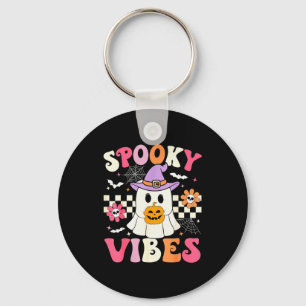 Porte-clés Groovy Soky Vibes Rétro Fantôme Tenant Citrouille