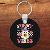 Porte-clés Groovy Soky Vibes Retro Ghost Holding Pumpkin Hall (Recto)