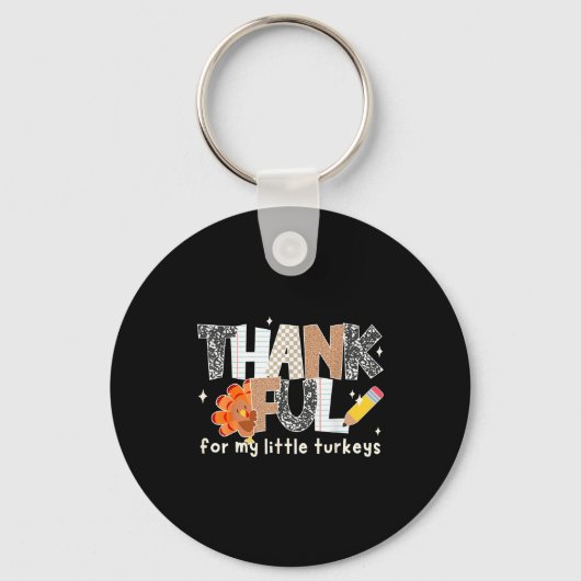 Porte-clés Groovy Thankful For My Little Turkeys Thanksgiving (Recto)