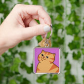 Porte-clés Gros chat orange heureux (main)