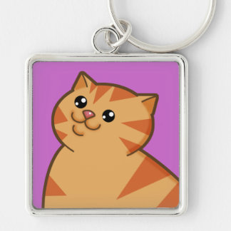 Porte-clés Gros chat orange heureux