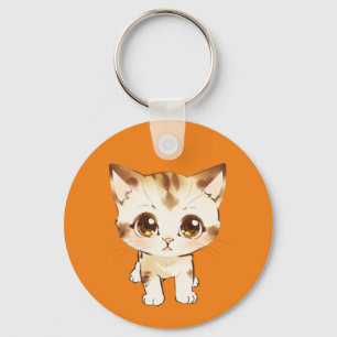Porte-clés Gros Kitten Eyed Cute Feline Aquarelle