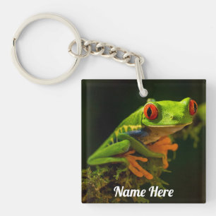 Porte-clés Gros plan d'une grenouille à arbre rouge #1