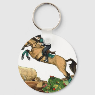 Porte-clés gros saut en peau de boucle xc HORSE ART Evasion
