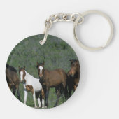 Porte-clés Groupe de chevaux sauvages de mustang (Dos)