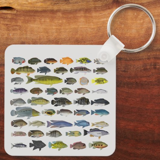 Porte-clés Groupe de poissons Cichlid (Verso)