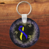 Porte-clés Groupe de ruban de sensibilisation bleu et jaune (Recto)