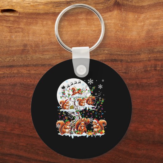 Porte-clés Groupe Père Noël Reindeer Elf Squirrels Sur Arbre (Recto)