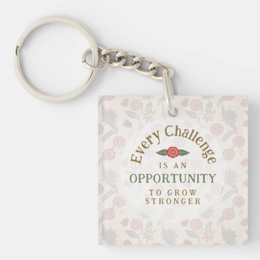 Porte-clés "Grow Stronger" Affirmation Acrylic Keychain (Devant)