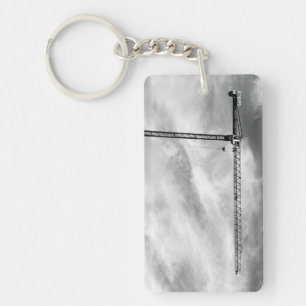 Porte-clés Grue de construction et photo noire et blanche de