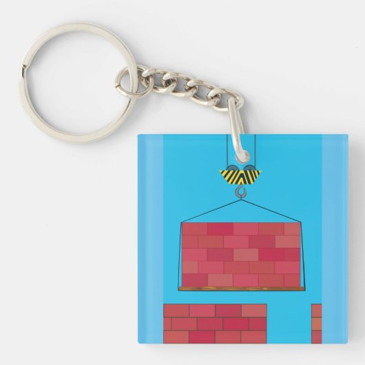 Porte-clés Grue de construction Levant mur de brique (Devant)