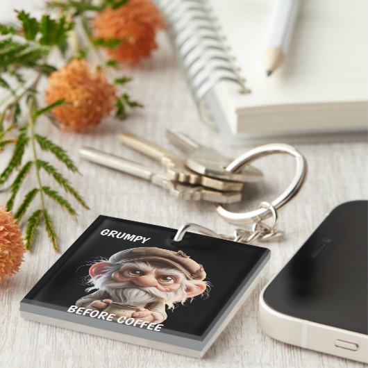 Porte-clés Grumpy Before Coffee Whimsical (Devant Droit)