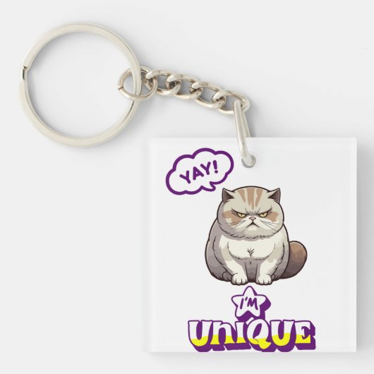 Porte-clés Grumpy Cat "YAY! I'm Unique" Funny Fridge Magnet (Devant)