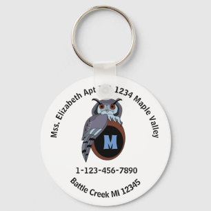 Porte-clés Grumpy Scop Owl Coordonnées d'urgence Clé