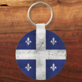 Porte-clés Grunge de style Drapeau du Québec érodé (Recto)