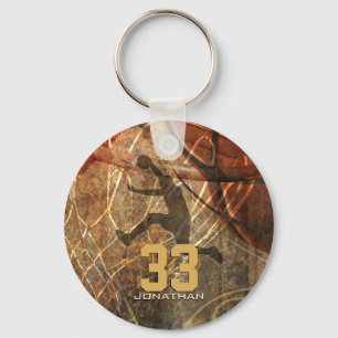 Porte-clés grunge sports mens joueur de basket personnalisati