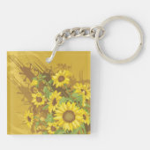 Porte-clés Grunge Tournesol Art Bold Rustique Jaune Floral (Dos)