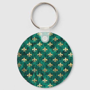 Porte-clés Grunge Velvet Vert Fleur De Lis Mardi Gras