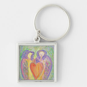 Porte-clés Guardian Angel Love Heart Pendentif Charme Porte -