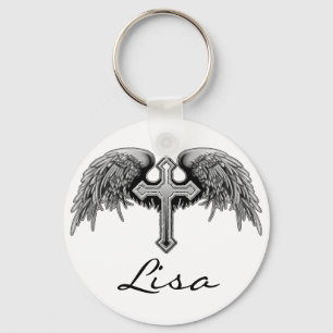 Porte-clés Guardian Angel Winged Cross Design