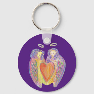 Porte-clés Guardian Angels Love Heart Pendentif Charme Porte 
