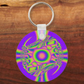Porte-clés Guerre fractale violet vert psychédélique (Recto)