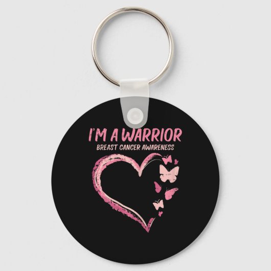 Porte-clés Guerrier Coeur Papillon du sein Conscience du canc (Recto)