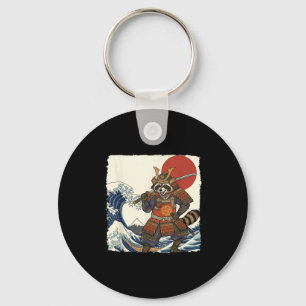 Porte-clés Guerrier japonais raton laveur samouraï drôle &