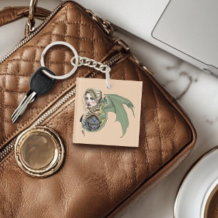 Porte-clés Guerrière Elfe Dragon Fantastique Magique Médiéval