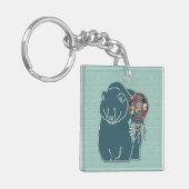 Porte-clés Guide de l'animal ours en teintes Turquoises (Devant gauche)