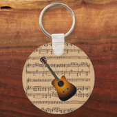 Porte-clés Guitare acoustique avec Arrière - plan de partitio (Recto)