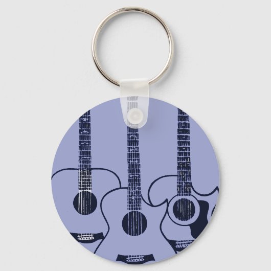 Porte-clés guitare acoustique bleue (Recto)