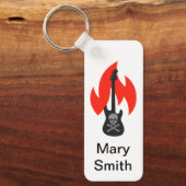 Porte-clés Guitare crâne et flamme (Recto)
