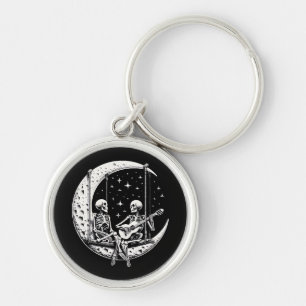 Porte-clés Guitare de lune de couple de squelettes