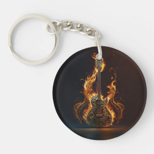 Porte-clés Guitare électrique en feu