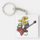 Porte-clés Guitare Électrique Et Fûts (Devant)