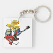 Porte-clés Guitare Électrique Et Fûts (Dos)
