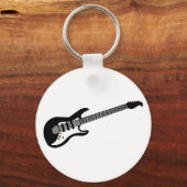 Porte-clés Guitare électrique noire et blanche (Recto)