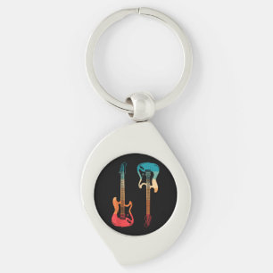 Porte-clés Guitare Rétro Guitariste Électrique Basse Guitare 
