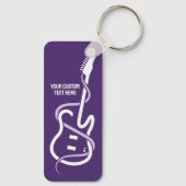 Porte-clés Guitare stylisée de texte personnalisé (Verso)