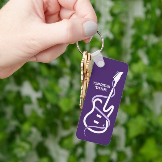 Porte-clés Guitare stylisée de texte personnalisé (main)