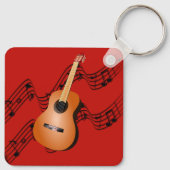 Porte-clés Guitare sur arrière - plan rouge vif (Dos)