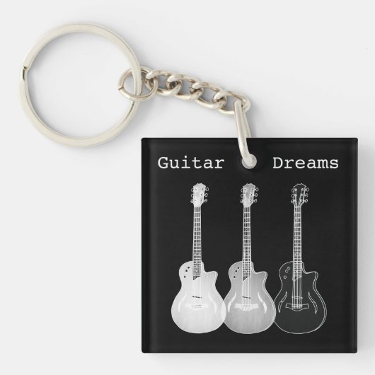 Porte-clés Guitares électriques noir et blanc (Devant)