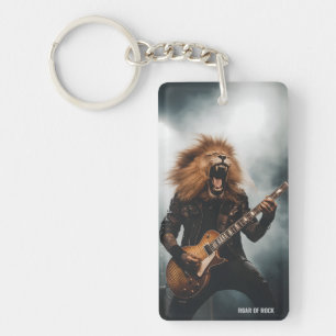 Porte-clés Guitariste Lion Rugissant Scène Concert Rock Porte