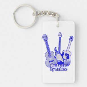 Porte-clés Guitariste par nature. guitare bleu rétro