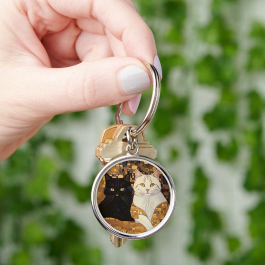 Porte-clés Gustav Klimt A Inspiré Deux Chats En Lit (main)
